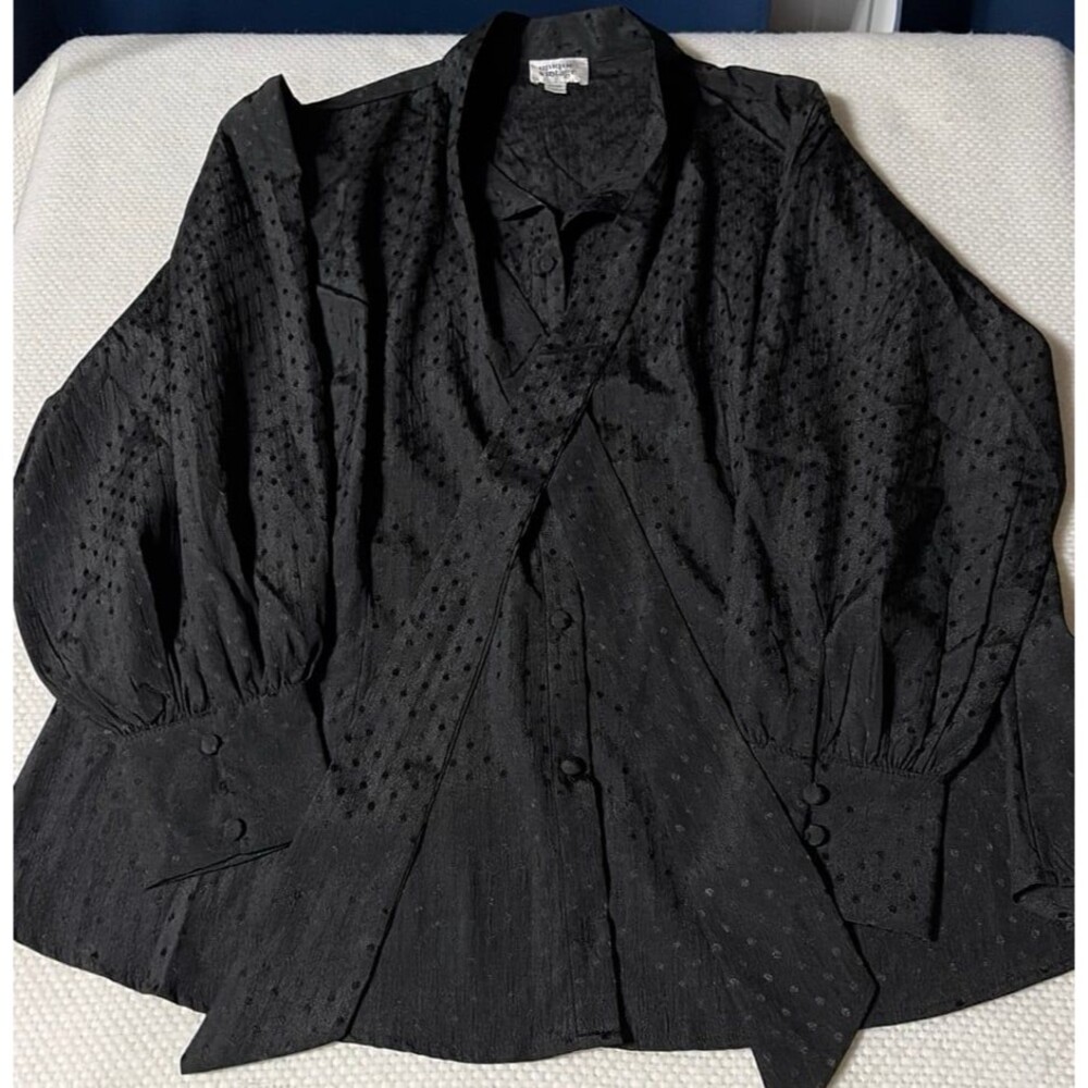 Unique Vintage Black Textured Peplum Blazer Jacket Plus Size 3X/20 Retro